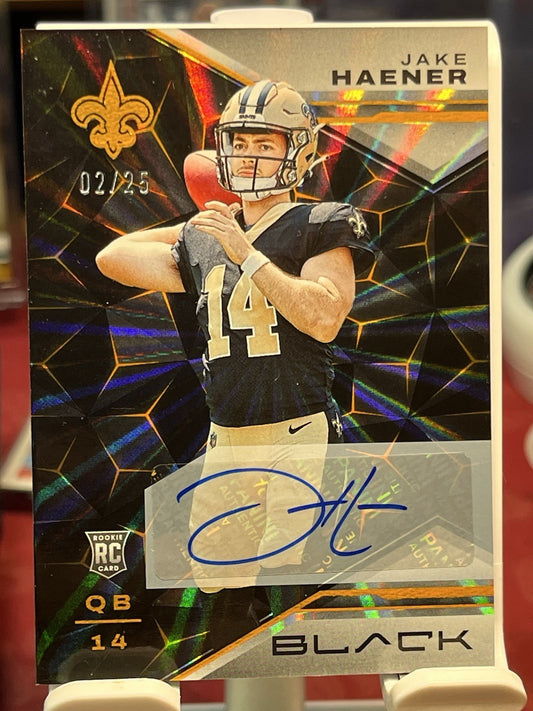 2023 Panini Black #158 JAKE HAENER RC  Auto #/25 NEW ORLEANS SAINTS