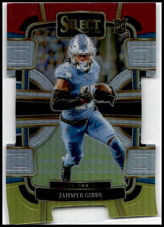 2023 Panini Select Red and Yellow Prizms Die Cuts #34 Jahmyr Gibbs Rookie Lions