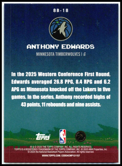 2025-26 Topps 8-Bit Ballers Holo Foil #8B-18 Anthony Edwards Minnesota