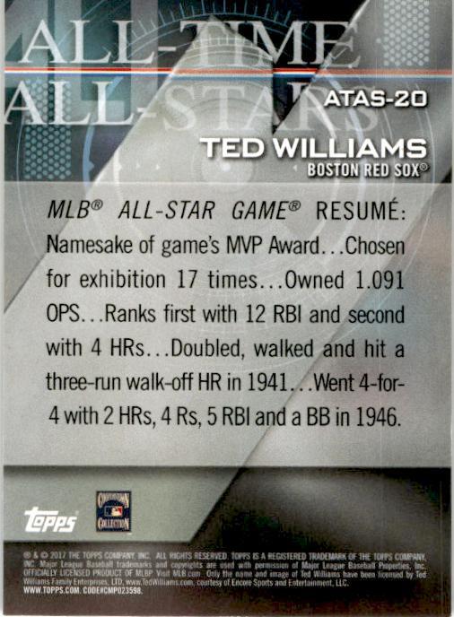 2017 Topps All-Time All-Stars #ATAS-20 Ted Williams Boston Red Sox