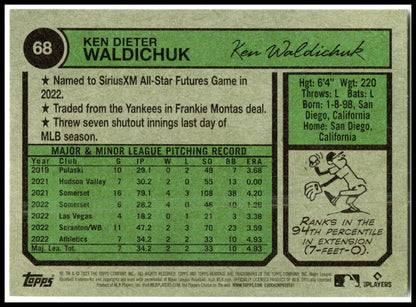 2023 Topps Heritage #68 Ken Waldichuk Rookie Oakland Athletics