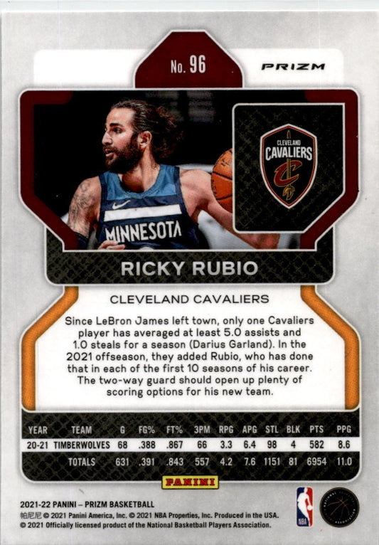 2021-22 Panini Prizm silver #96 Ricky Rubio Minnesota Timberwolves