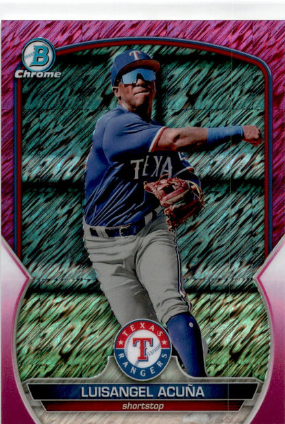 2023 Bowman Chrome Fuchsia Shimmer #BCP-230 Luisangel Acuña Texas Rangers /199