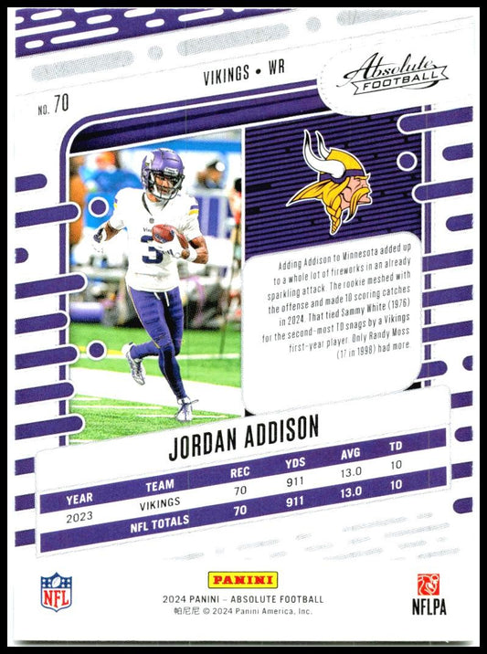 2024 Panini Absolute Retail #70 Jordan Addison Minnesota Vikings