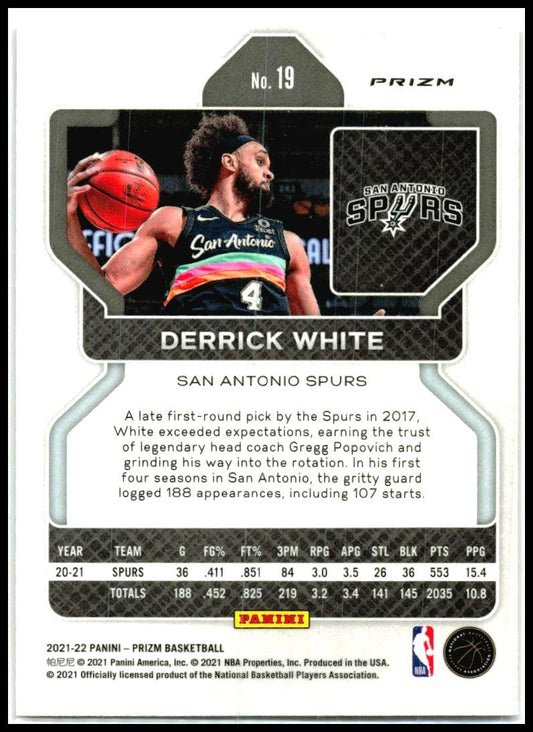 2021-22 Panini Prizm Orange Ice #19 Derrick White San Antonio Spurs