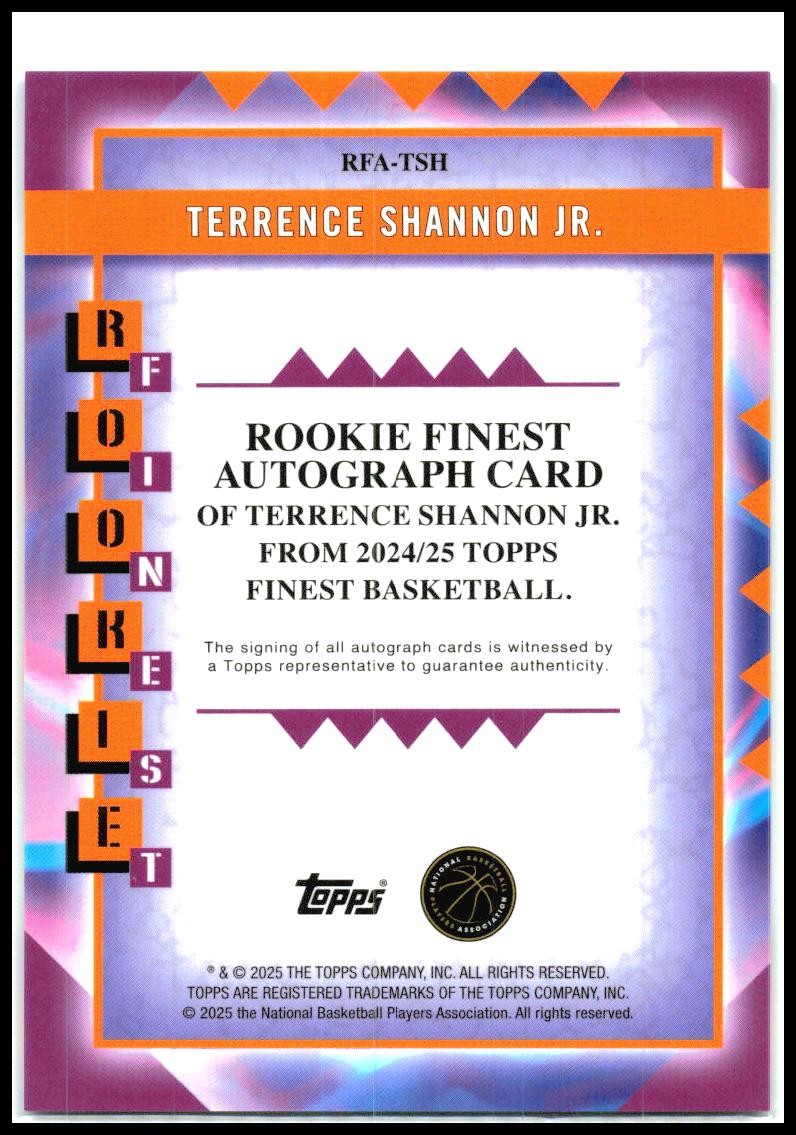 2024-25 Finest Rookie Finest Auto #RFA-TSH Terrence Shannon Jr. Auto Minnesota