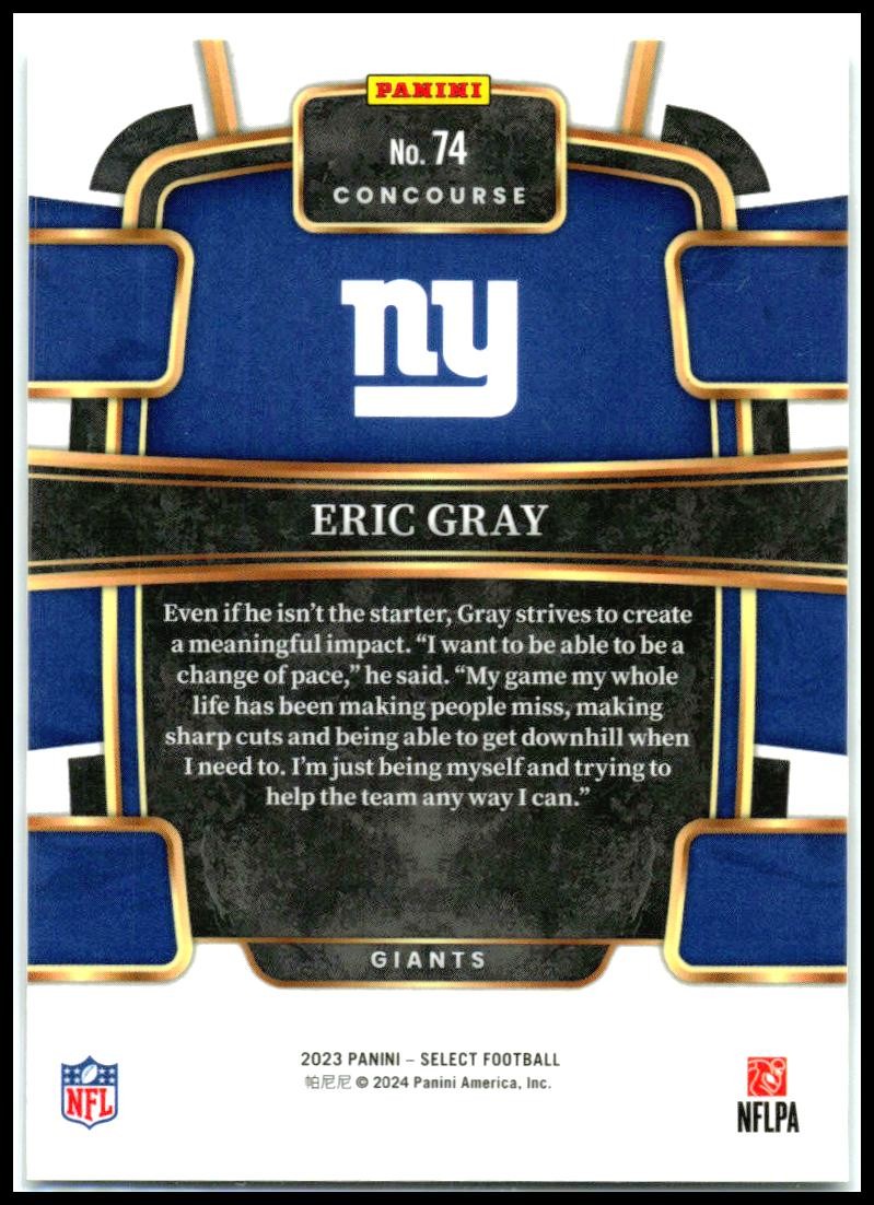 2023 Panini Select #74 Eric Gray New York Giants