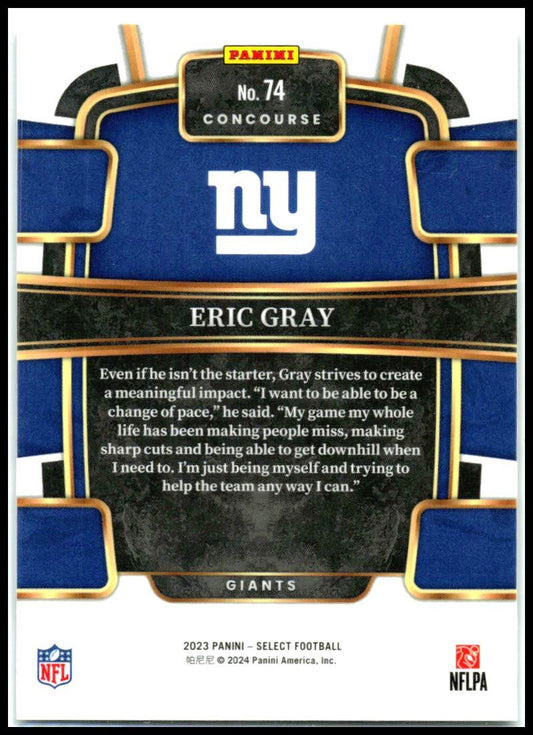 2023 Panini Select #74 Eric Gray New York Giants