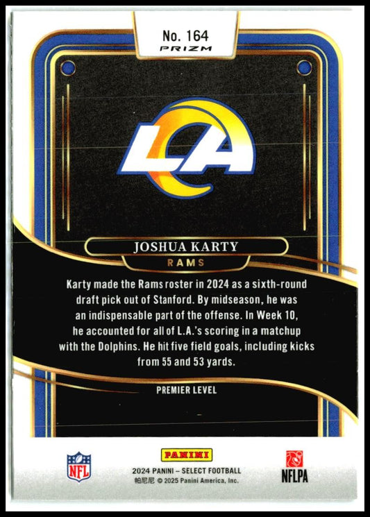 2024 Panini Select Black & Red Prizm Shock #164 Joshua Karty Rookie Rams