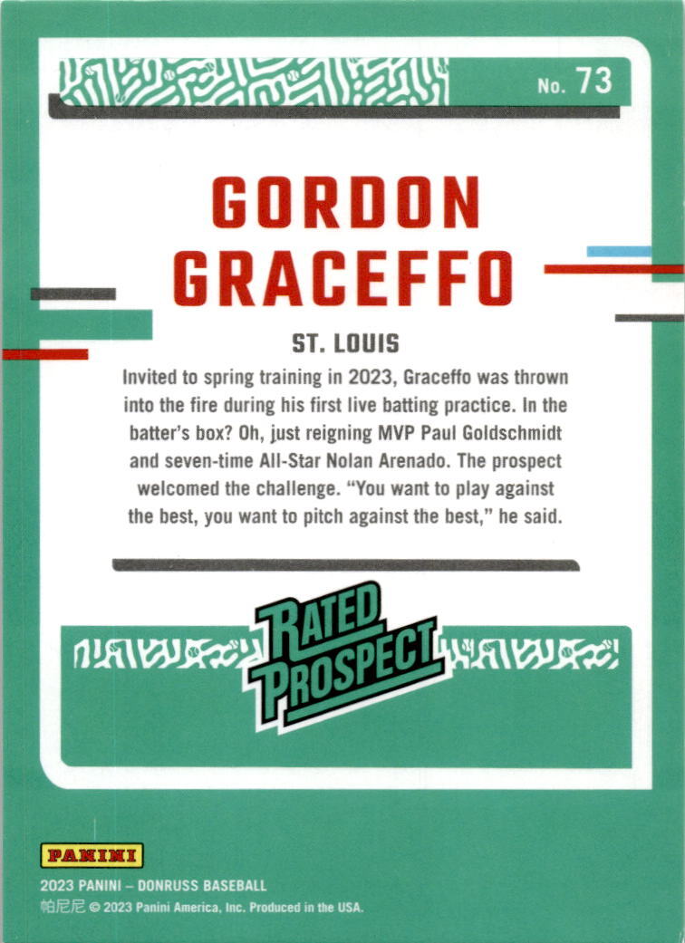 2023 Donruss Holo Red #73 Gordon Graceffo #/2023 St. Louis Cardinals