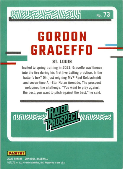 2023 Donruss Holo Red #73 Gordon Graceffo #/2023 St. Louis Cardinals