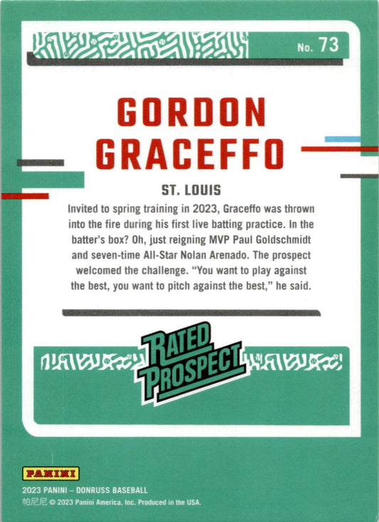 2023 Donruss Holo Red #73 Gordon Graceffo #/2023 St. Louis Cardinals