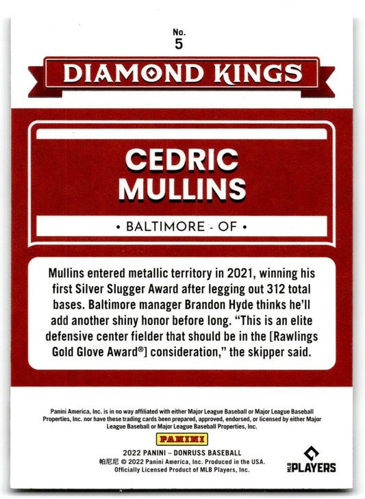 2022 Donruss Diamond Kings Cedric Mullins Baltimore Orioles #5
