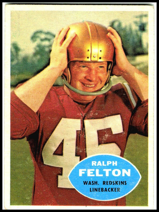 1960 Topps #129 Ralph Felton Rookie Washington Redskins
