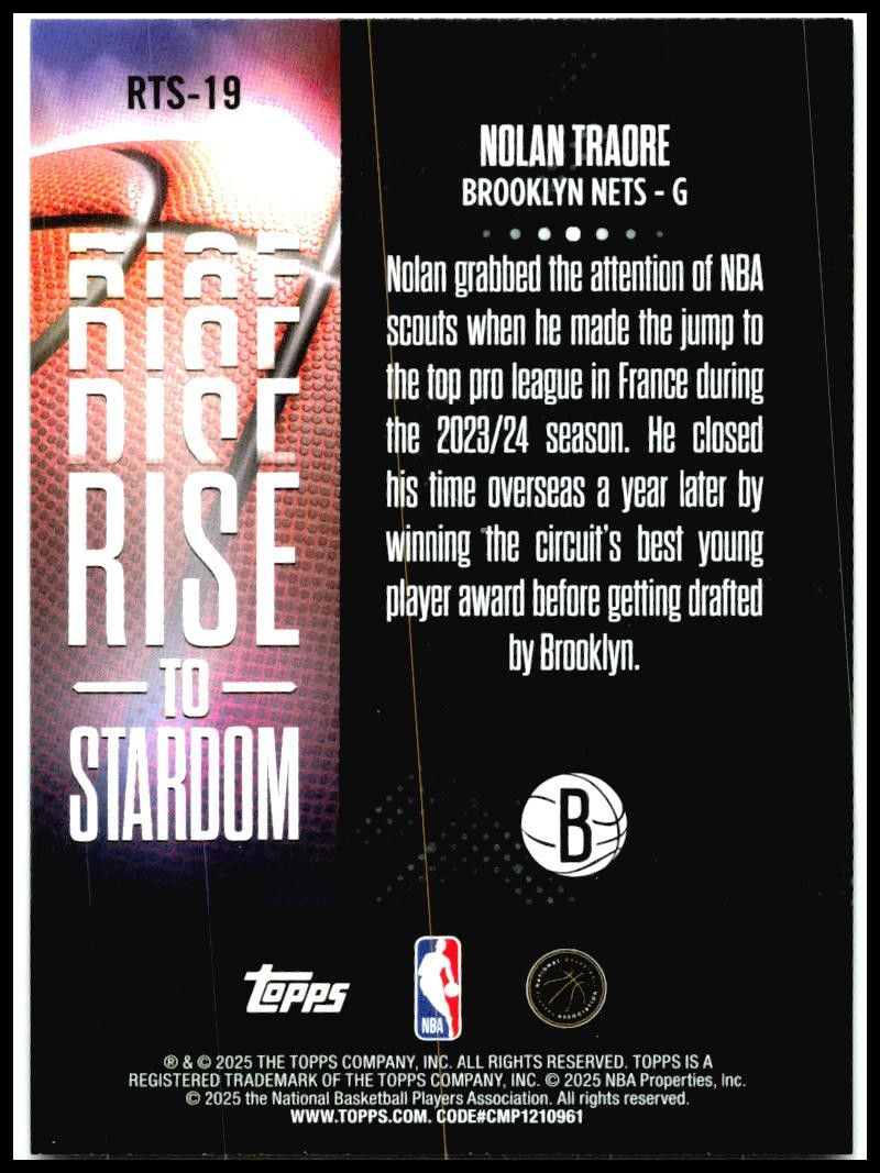 2025-26 Topps Rise to Stardom #RTS-8 Egor Dëmin Brooklyn Nets