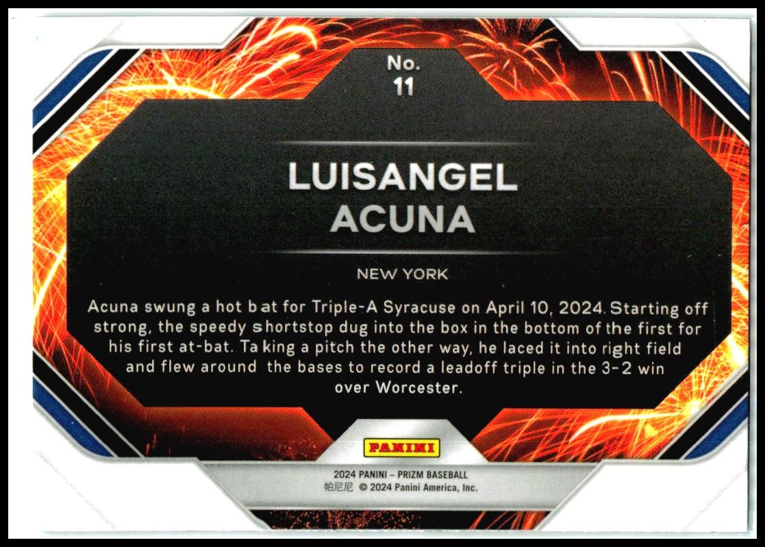 2024 Panini Prizm Fireworks #11 Luisangel Acuna New York Mets