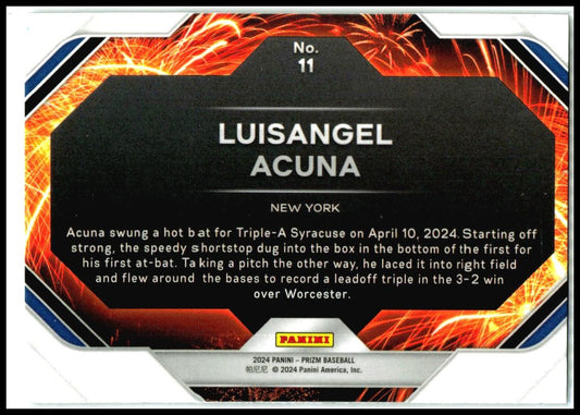 2024 Panini Prizm Fireworks #11 Luisangel Acuna New York Mets