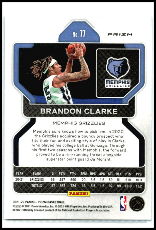 2021-22 Panini Prizm NBA 75th Anniversary #77 Brandon Clarke Memphis Grizzlies