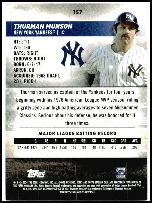 2024 Stadium Club #157 Thurman Munson New York Yankees