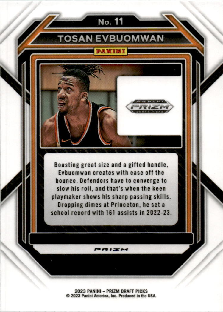 2023 Panini Prizm Draft Picks Green #11 Tosan Evbuomwan Princeton / Detroit