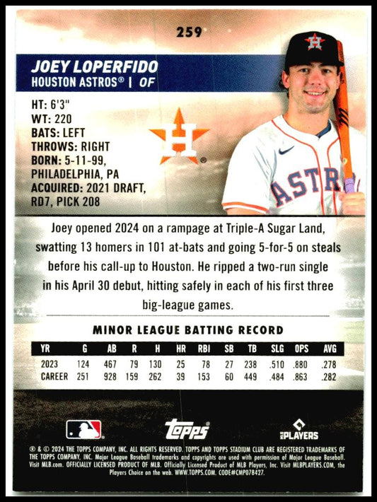 2024 Stadium Club #259 Joey Loperfido Houston Astros