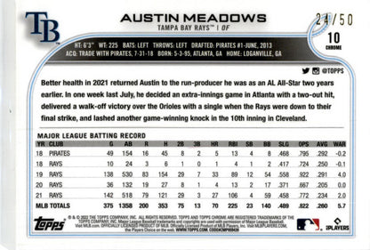 2022 Topps Gold Lava #152 Austin Meadows Tampa Bay Rays