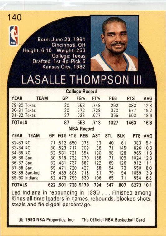 1990-91 Hoops #140 LaSalle Thompson Indiana Pacers
