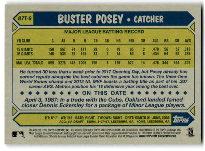 2017 Topps Chrome 1987 Baseball Buster Posey San Francisco Giants #87T-6