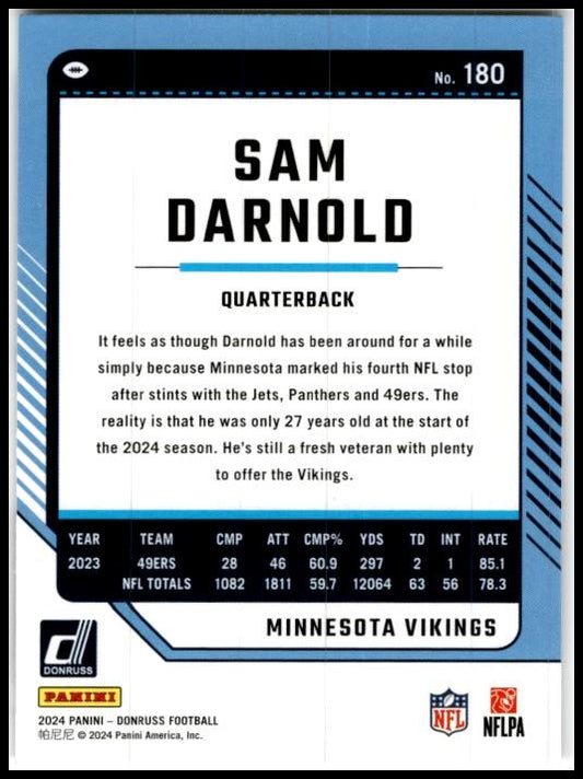 2024 Donruss #180 Sam Darnold Minnesota Vikings