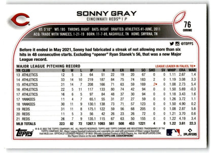 2022 Topps Chrome Sonny Gray Cincinnati Reds #76