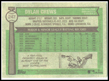 2025 Topps Heritage #247 Dylan Crews Rookie Nationals