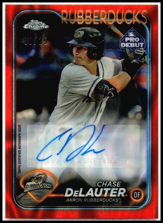 2024 Topps Pro Debut #PDC-197 Chase DeLauter Chrome Orange Lava Refractor #/25