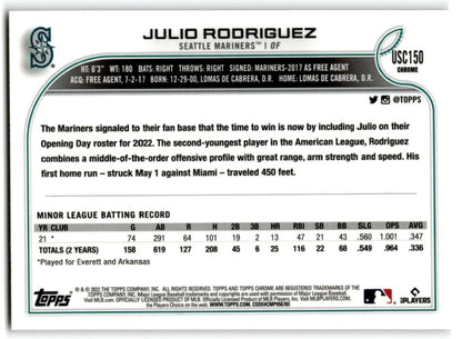 2022 Topps Chrome Julio Rodriguez Rookie Seattle Mariners #USC150