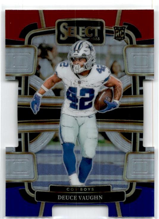 2023 Panini Select Red and Blue Prizms Die Cuts #28 Deuce Vaughn Rookie Cowboys