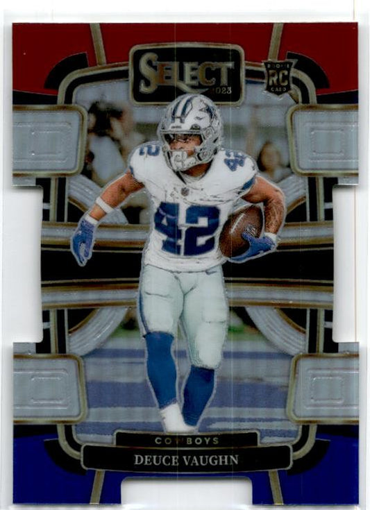 2023 Panini Select Red and Blue Prizms Die Cuts #28 Deuce Vaughn Rookie Cowboys