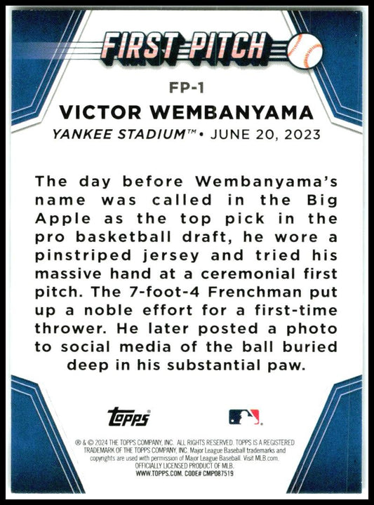 2024 Topps First Pitch #FP-1 Victor Wembanyama New York Yankees