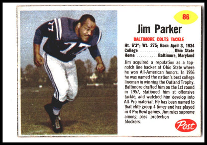 Jim Parker #86 1962 Post Cereal
