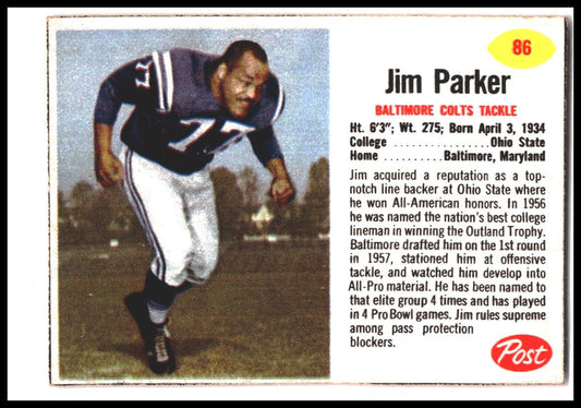 Jim Parker #86 1962 Post Cereal