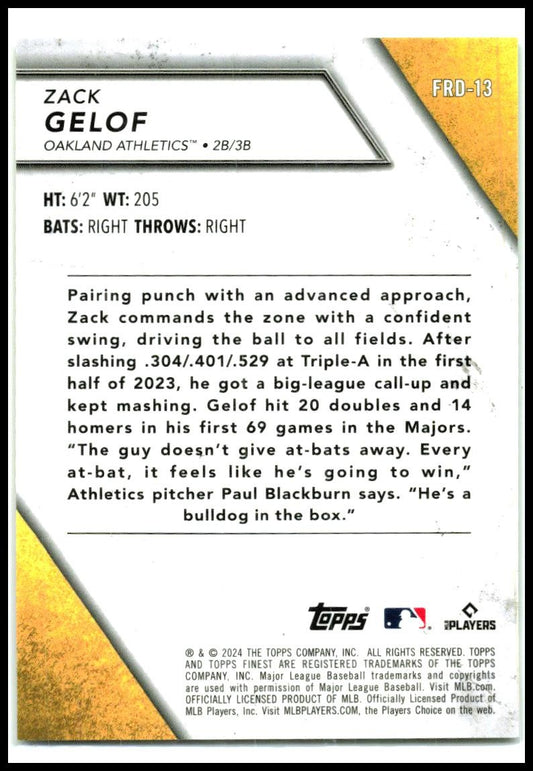2024 Finest Finest Rookies Design Variations Green Refractors #FRD-13 Zack Gelof