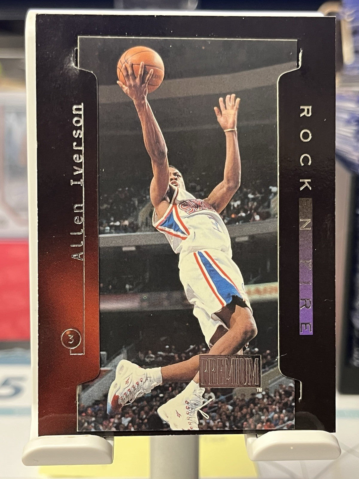 Allen Iverson 1997-98 SkyBox Premium #1 RF Rock n' Fire Philadelphia 76ers