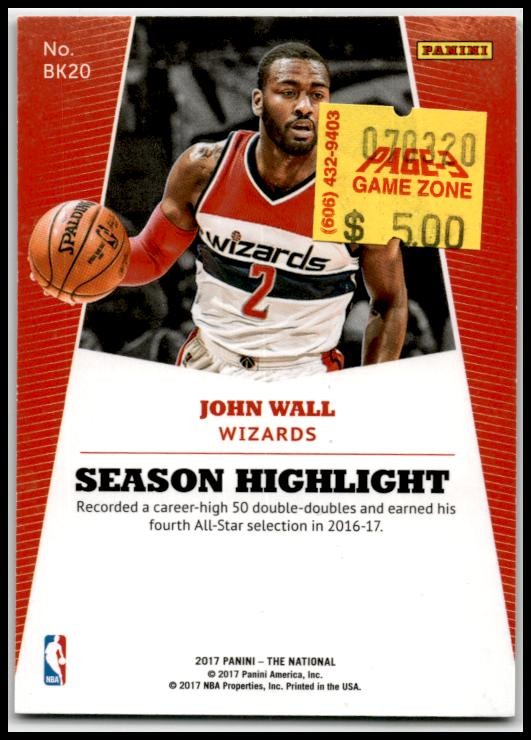 2017 Sports Collectors Convention Wrapper Redemption Rapture #BK20 John Wall
