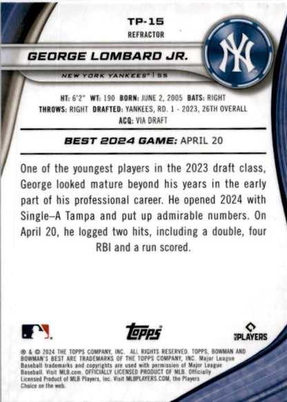 2024 bowman's best Refractor #TP-15 George Lombard JR