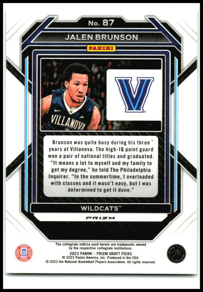 2023 Panini Prizm Draft Picks Red Ice #87 Jalen Brunson Villanova Wildcats
