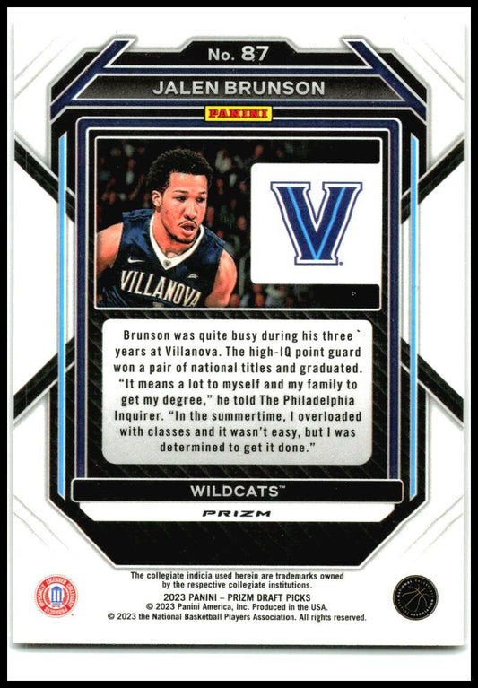 2023 Panini Prizm Draft Picks Red Ice #87 Jalen Brunson Villanova Wildcats