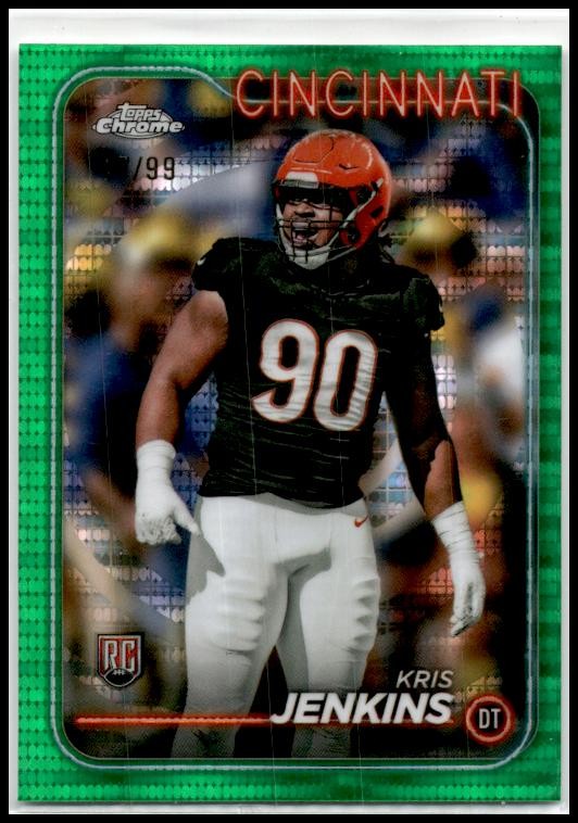 2024 Topps Chrome Green Sonar Refractor #250 Kris Jenkins Rookie Bengals