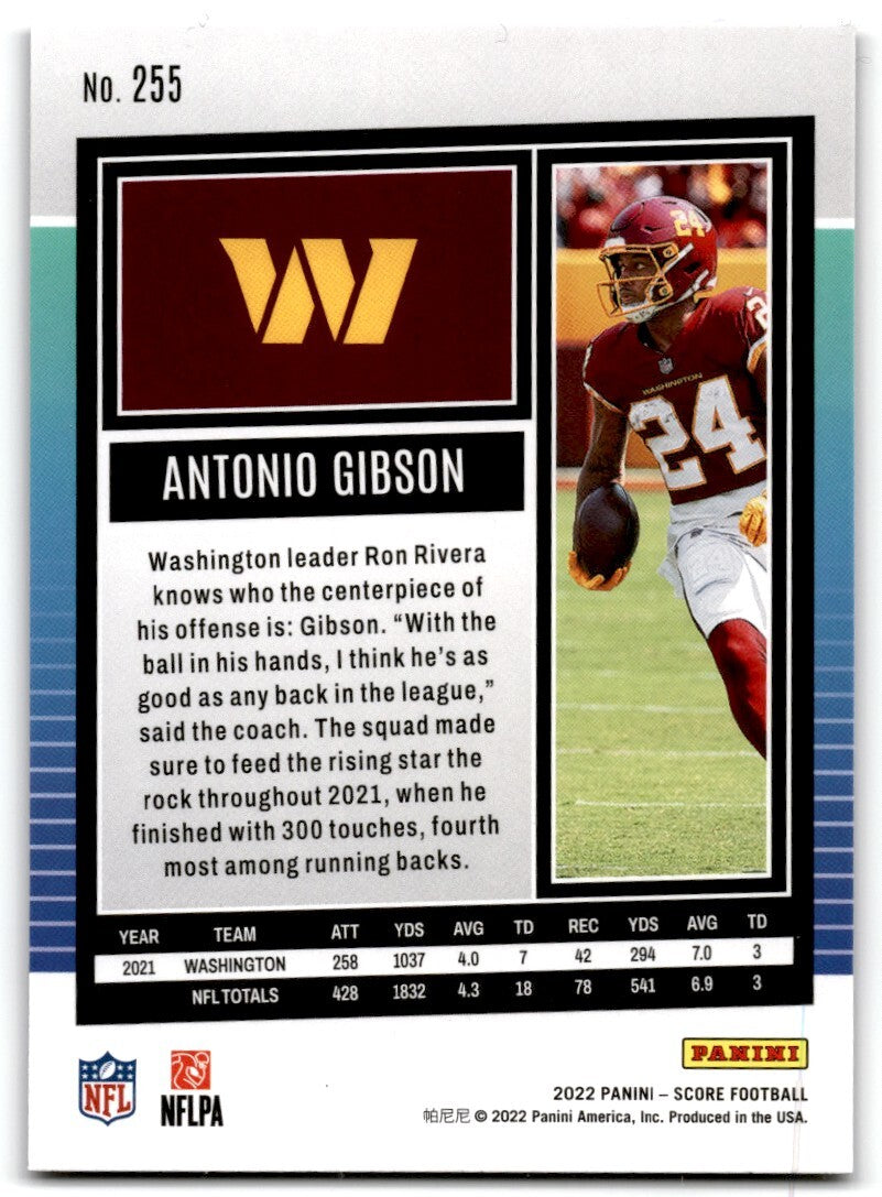 2022 Score purple Antonio Gibson Washington Commanders #255