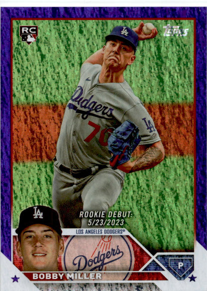 2023 Topps Update Purple Foil #US40 Bobby Miller #/799 Los Angeles Dodgers