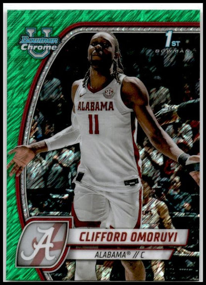 2024-25 Bowman University Chrome Green Shimmer #14 Clifford Omoruyi Alabama