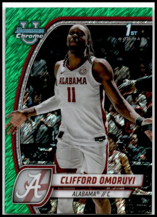 2024-25 Bowman University Chrome Green Shimmer #14 Clifford Omoruyi Alabama