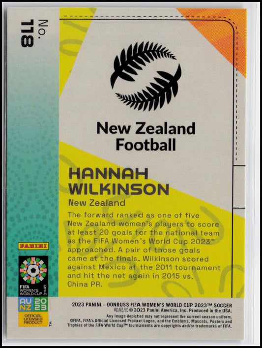 2023 Donruss FIFA Women's World Cup #118 Hannah Wilkinson